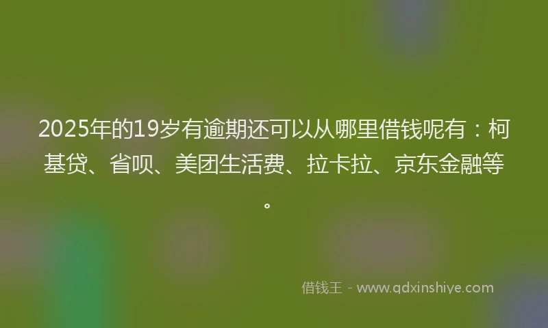2025年的19岁有逾期还可以从哪里借钱呢有：柯基贷、省呗、美团生活费、拉卡拉、京东金融等。