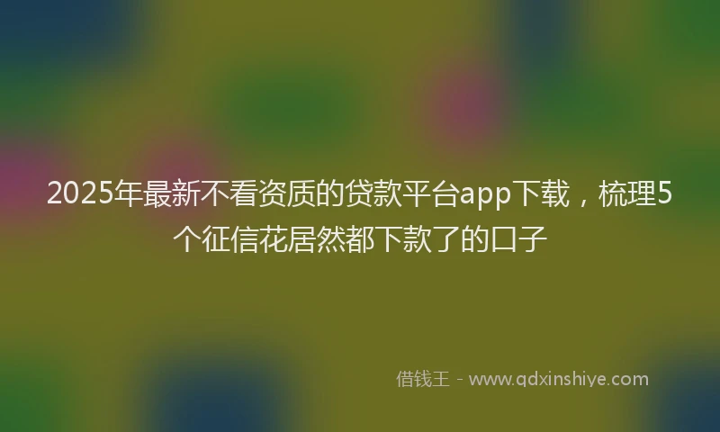 2025年最新不看资质的贷款平台app下载，梳理5个征信花居然都下款了的口子
