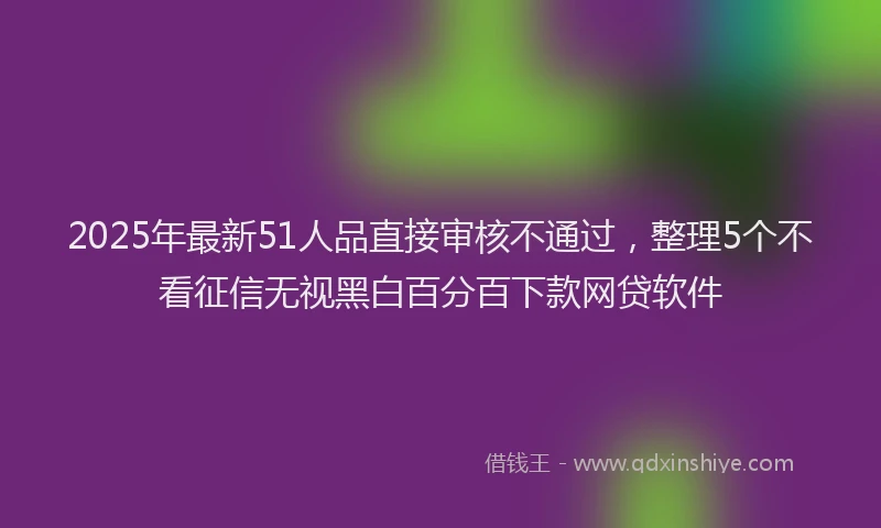 2025年最新51人品直接审核不通过，整理5个不看征信无视黑白百分百下款网贷软件