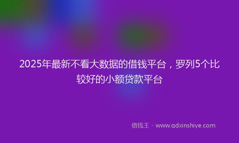 2025年最新不看大数据的借钱平台，罗列5个比较好的小额贷款平台