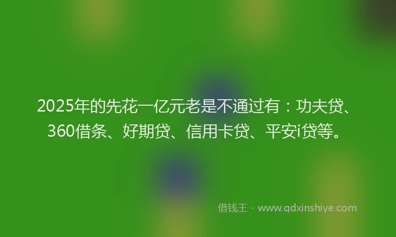 2025年的先花一亿元老是不通过有：功夫贷、360借条、好期贷、信用卡贷、平安i贷等。