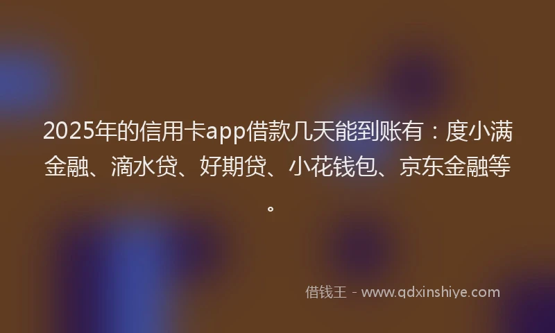 2025年的信用卡app借款几天能到账有：度小满金融、滴水贷、好期贷、小花钱包、京东金融等。