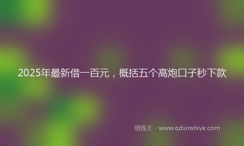 2025年最新借一百元，概括五个高炮口子秒下款