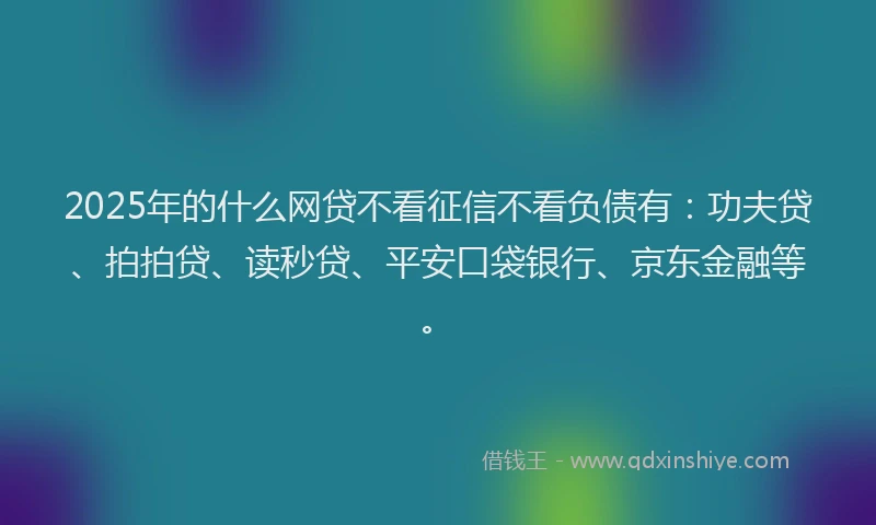 2025年的什么网贷不看征信不看负债有：功夫贷、拍拍贷、读秒贷、平安口袋银行、京东金融等。
