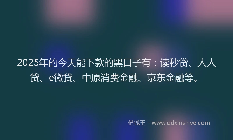2025年的今天能下款的黑口子有：读秒贷、人人贷、e微贷、中原消费金融、京东金融等。