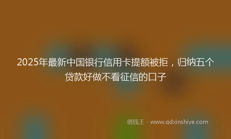 2025年最新中国银行信用卡提额被拒，归纳五个贷款好做不看征信的口子
