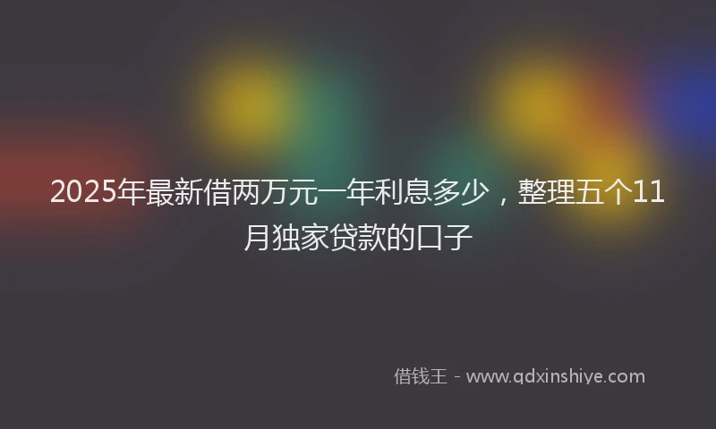2025年最新借两万元一年利息多少，整理五个11月独家贷款的口子