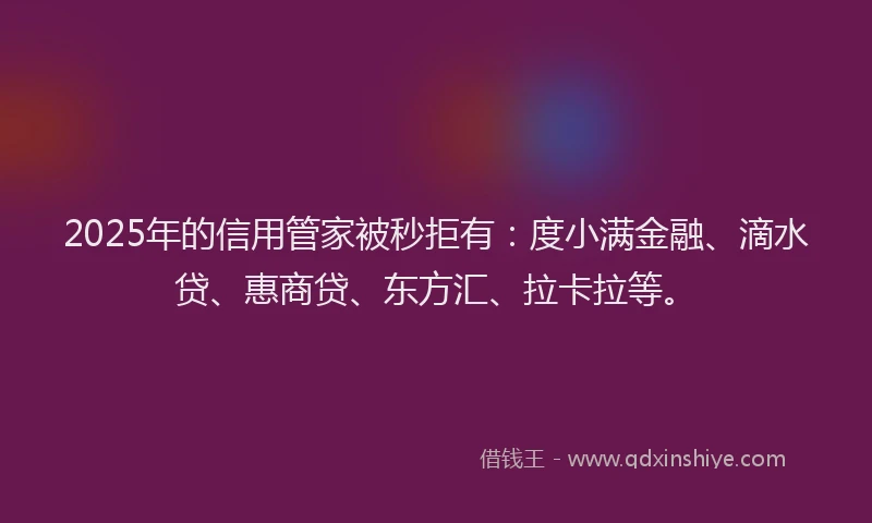 2025年的信用管家被秒拒有：度小满金融、滴水贷、惠商贷、东方汇、拉卡拉等。