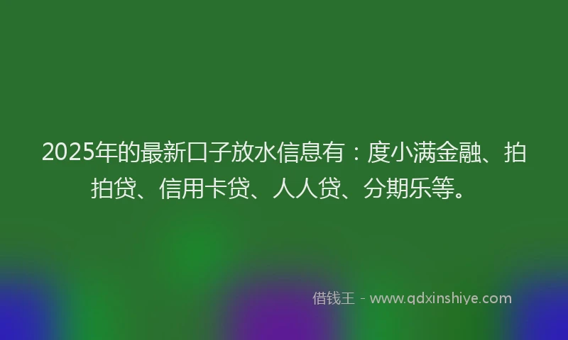 2025年的最新口子放水信息有：度小满金融、拍拍贷、信用卡贷、人人贷、分期乐等。