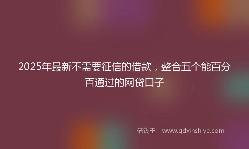2025年最新不需要征信的借款，整合五个能百分百通过的网贷口子