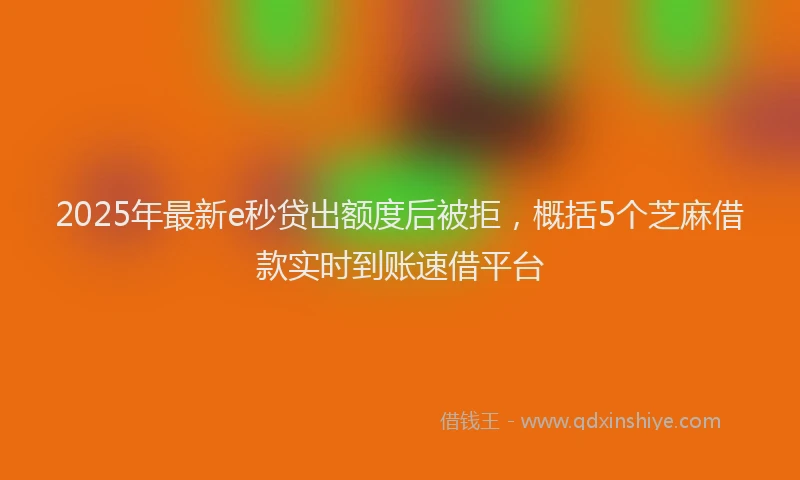 2025年最新e秒贷出额度后被拒，概括5个芝麻借款实时到账速借平台