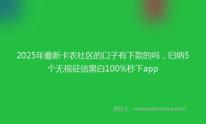 2025年最新卡农社区的口子有下款的吗，归纳5个无视征信黑白100%秒下app