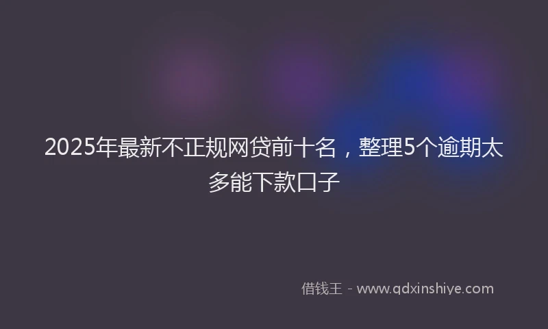 2025年最新不正规网贷前十名，整理5个逾期太多能下款口子