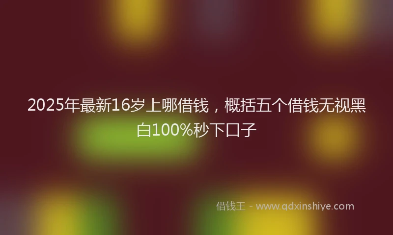 2025年最新16岁上哪借钱，概括五个借钱无视黑白100%秒下口子