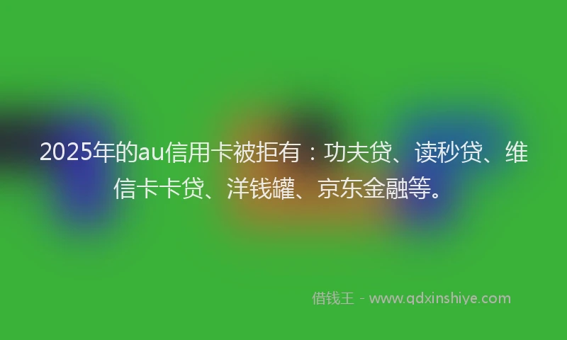 2025年的au信用卡被拒有：功夫贷、读秒贷、维信卡卡贷、洋钱罐、京东金融等。