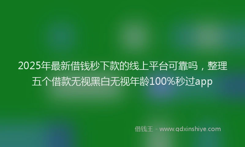 2025年最新借钱秒下款的线上平台可靠吗，整理五个借款无视黑白无视年龄100%秒过app