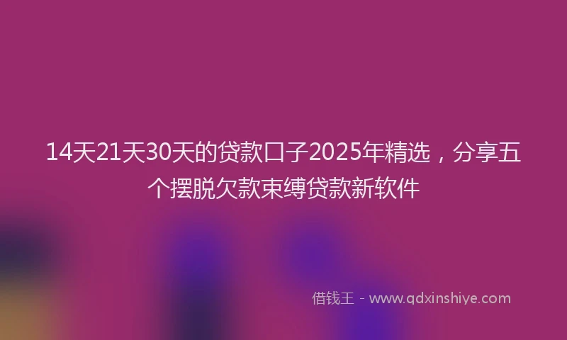 14天21天30天的贷款口子2025年精选，分享五个摆脱欠款束缚贷款新软件