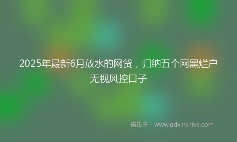 2025年最新6月放水的网贷，归纳五个网黑烂户无视风控口子