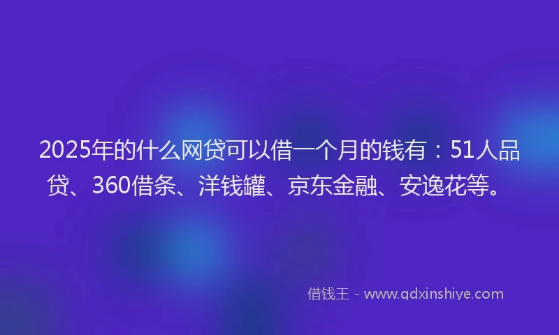 2025年的什么网贷可以借一个月的钱有：51人品贷、360借条、洋钱罐、京东金融、安逸花等。