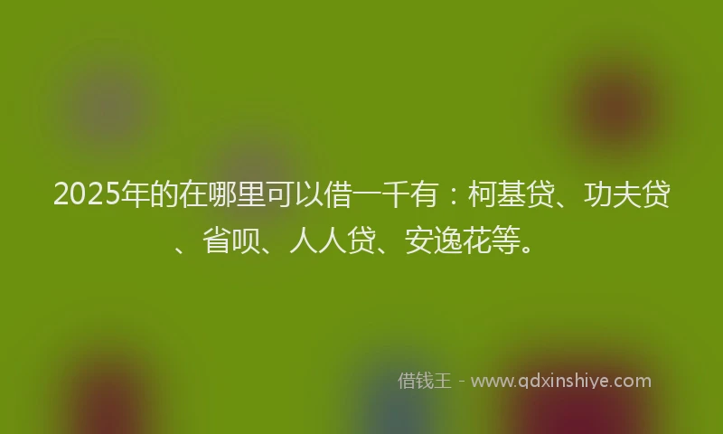 2025年的在哪里可以借一千有：柯基贷、功夫贷、省呗、人人贷、安逸花等。
