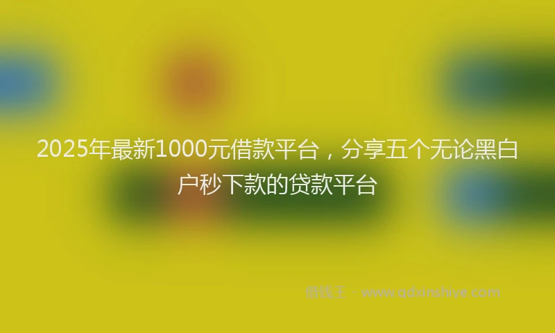 2025年最新1000元借款平台，分享五个无论黑白户秒下款的贷款平台