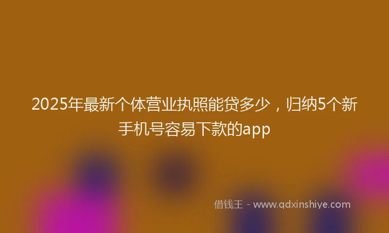 2025年最新个体营业执照能贷多少，归纳5个新手机号容易下款的app