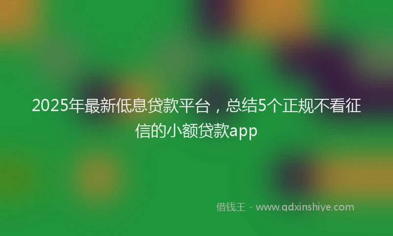 2025年最新低息贷款平台，总结5个正规不看征信的小额贷款app