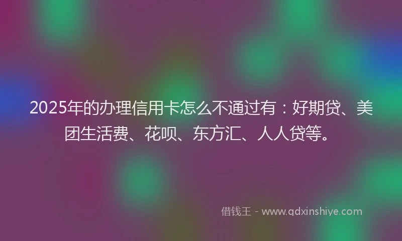 2025年的办理信用卡怎么不通过有：好期贷、美团生活费、花呗、东方汇、人人贷等。