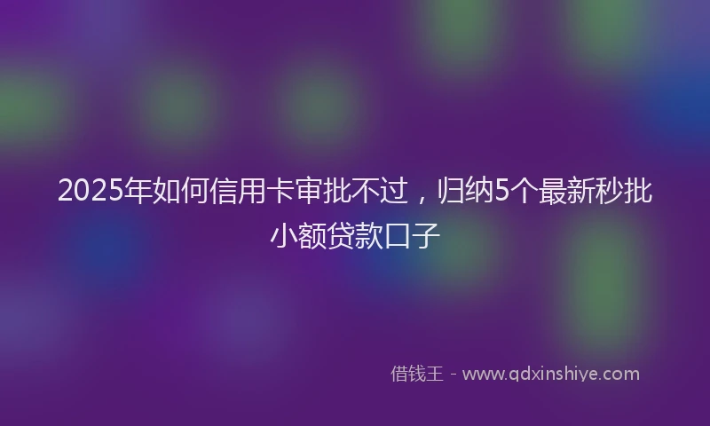 2025年如何信用卡审批不过，归纳5个最新秒批小额贷款口子