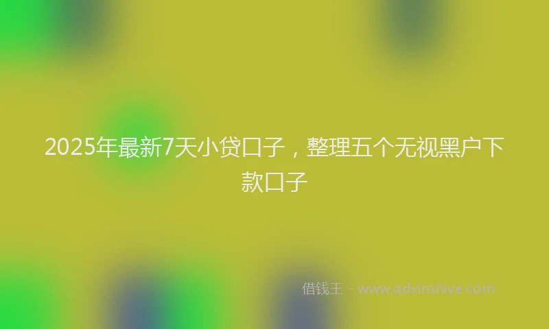 2025年最新7天小贷口子，整理五个无视黑户下款口子