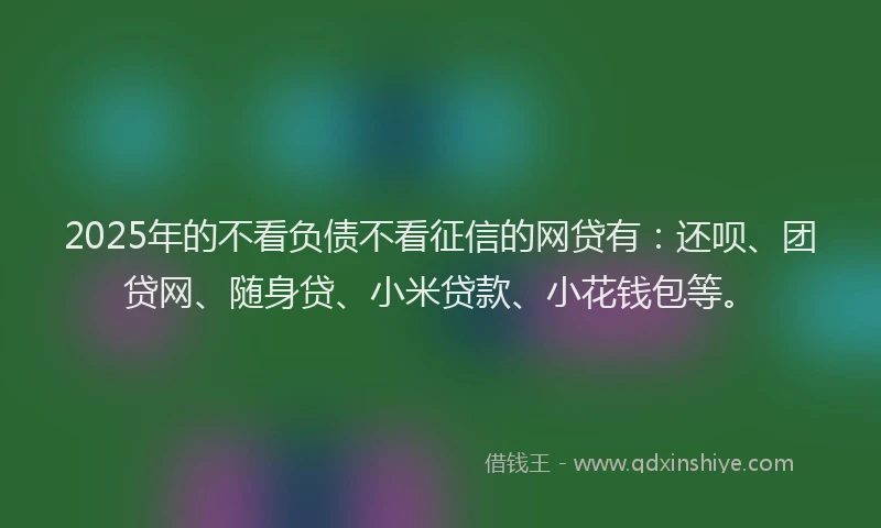2025年的不看负债不看征信的网贷有：还呗、团贷网、随身贷、小米贷款、小花钱包等。