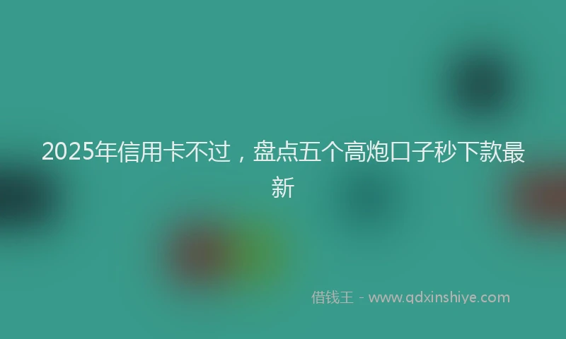 2025年信用卡不过，盘点五个高炮口子秒下款最新