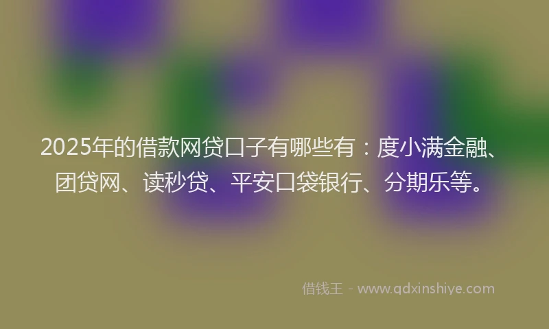 2025年的借款网贷口子有哪些有：度小满金融、团贷网、读秒贷、平安口袋银行、分期乐等。