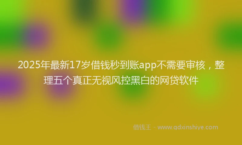 2025年最新17岁借钱秒到账app不需要审核，整理五个真正无视风控黑白的网贷软件