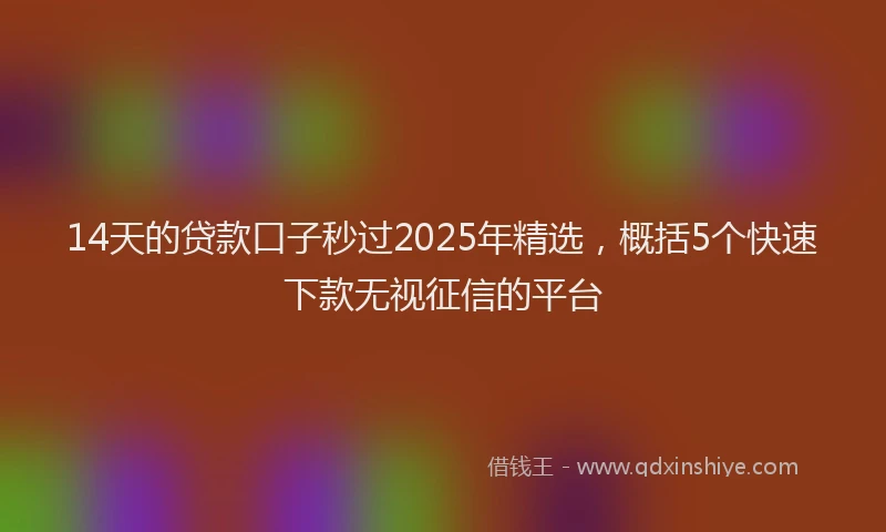 14天的贷款口子秒过2025年精选，概括5个快速下款无视征信的平台