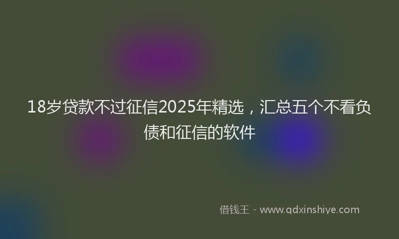 18岁贷款不过征信2025年精选，汇总五个不看负债和征信的软件