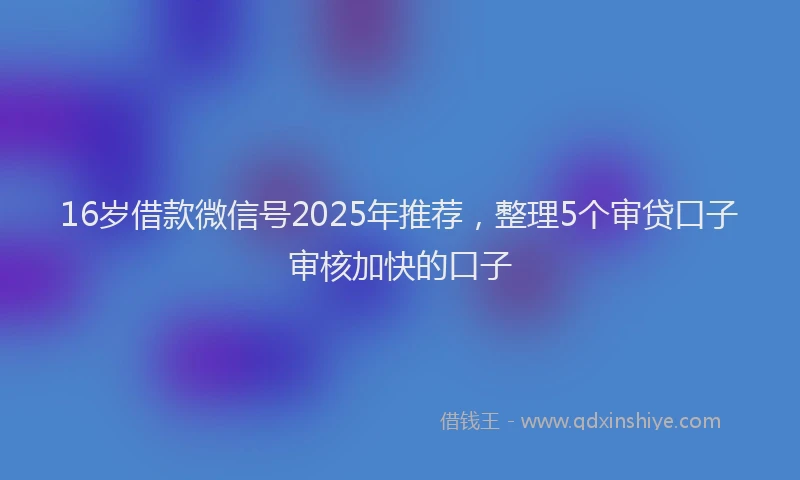 16岁借款微信号2025年推荐，整理5个审贷口子审核加快的口子