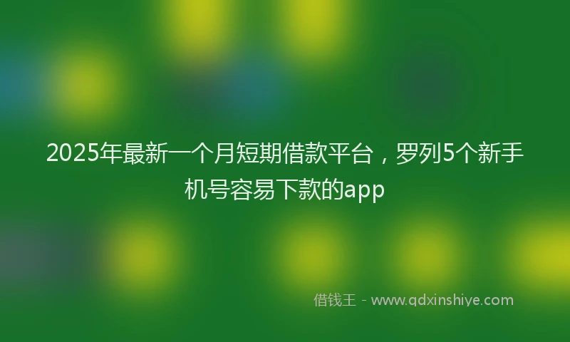 2025年最新一个月短期借款平台，罗列5个新手机号容易下款的app
