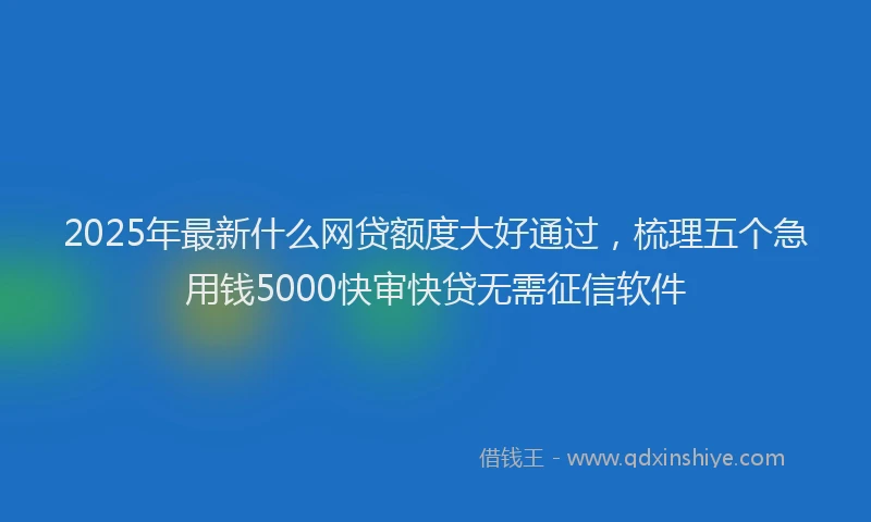 2025年最新什么网贷额度大好通过，梳理五个急用钱5000快审快贷无需征信软件