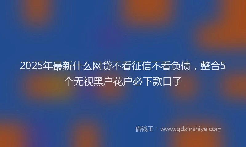 2025年最新什么网贷不看征信不看负债，整合5个无视黑户花户必下款口子