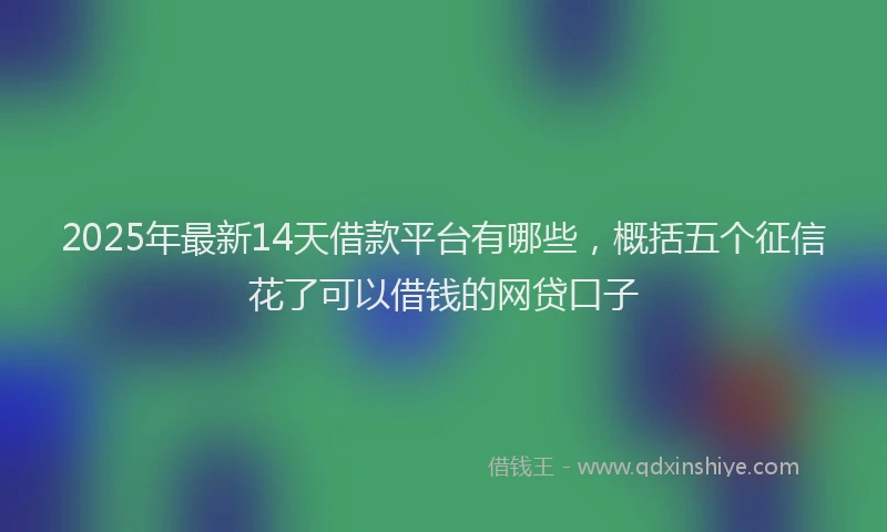 2025年最新14天借款平台有哪些，概括五个征信花了可以借钱的网贷口子