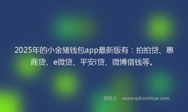 2025年的小金猪钱包app最新版有：拍拍贷、惠商贷、e微贷、平安i贷、微博借钱等。