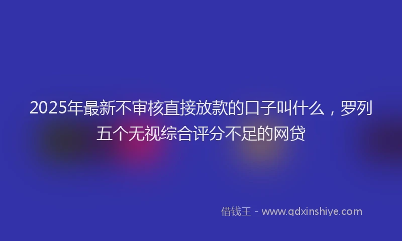 2025年最新不审核直接放款的口子叫什么，罗列五个无视综合评分不足的网贷