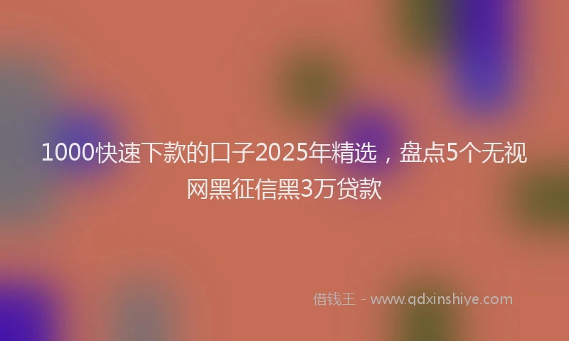 1000快速下款的口子2025年精选，盘点5个无视网黑征信黑3万贷款