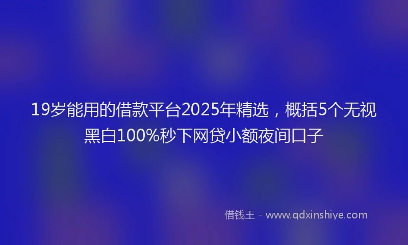 19岁能用的借款平台2025年精选，概括5个无视黑白100%秒下网贷小额夜间口子