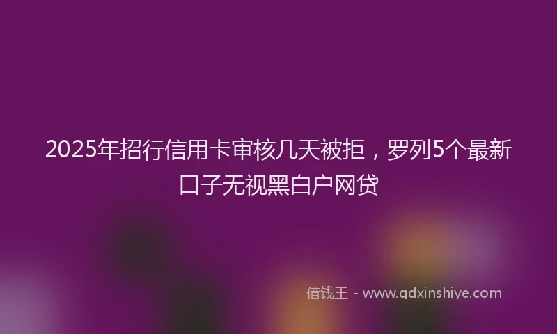 2025年招行信用卡审核几天被拒，罗列5个最新口子无视黑白户网贷