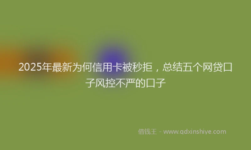 2025年最新为何信用卡被秒拒，总结五个网贷口子风控不严的口子