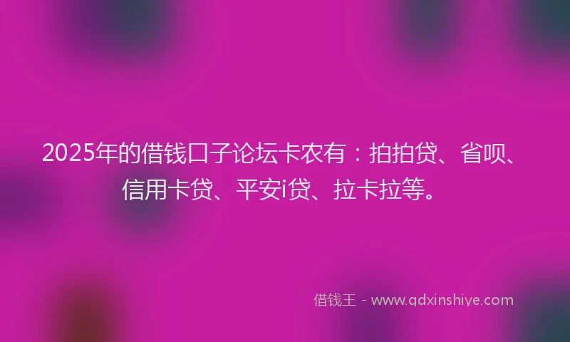 2025年的借钱口子论坛卡农有：拍拍贷、省呗、信用卡贷、平安i贷、拉卡拉等。