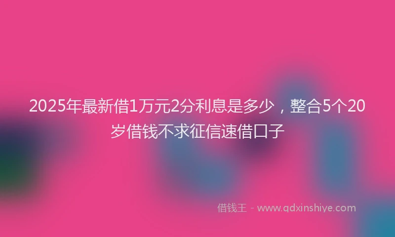2025年最新借1万元2分利息是多少，整合5个20岁借钱不求征信速借口子