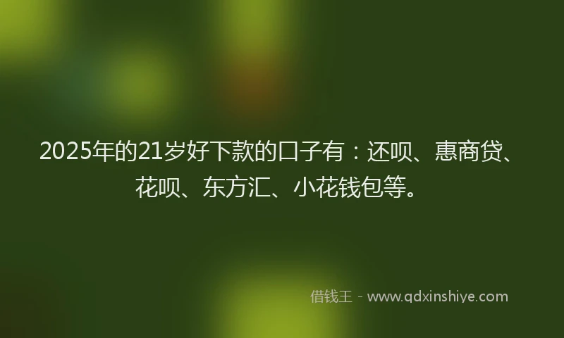 2025年的21岁好下款的口子有：还呗、惠商贷、花呗、东方汇、小花钱包等。